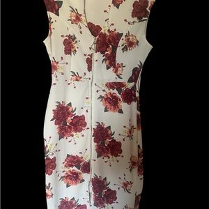 Almost Famous White Dress with Red Floral Design size L,,L90